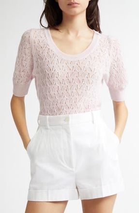 Johnstons of Elgin Pointelle Feather Cashmere Sweater in Rose at Nordstrom Rack, Size X-Large
