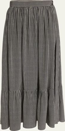 Chloé Micro Check Silk Maxi Skirt