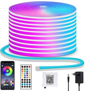 OEM Tira De Led Ne&oacute;n Rgb De 10 M (600 Led) Con Clasificaci&oacute;n Ip65 A Prueba De Agua, Para Uso Interior Y Exterior. Incluye Control Remoto Y Aplicaci&oacute;n M&oacute;vi