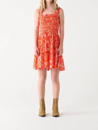 Dex Clothing Smocked Mini Dress In Orange