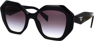 Prada Elegante Onregelmatige Zonnebril Blauw Transparant Zwart - Dames - Zonnebrillen - Zwart - 53 MM - Accessoires