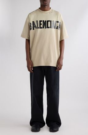 Balenciaga Medium Fit Tape Type Logo Graphic T-Shirt in Beige at Nordstrom, Size Xx-Large