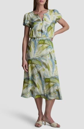 DKNY Abstract Print Voile Midi Dress in March Watercolor at Nordstrom, Size X-Small