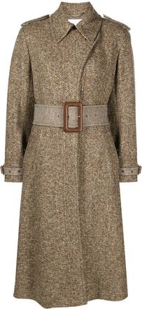 Chloé Yellow Belted Tweed Trench Coat - Womens - Wool/Polyamide/Cotton/SilkCottonWoolPolyamide