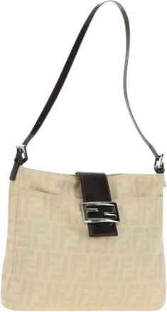 Fendi Pre-owned Vintage Zucca Schoudertas - Dames - Vintage Schoudertas - Beige - ONE Size - Leer - Vintage