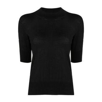 Jil Sander Round-neck Knitwear, female, Black, XS, Short Sleeve Jumper