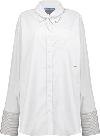 Prada Poplin Shirt - Dames - Overhemden - Wit - XS - Katoen - Overhemden