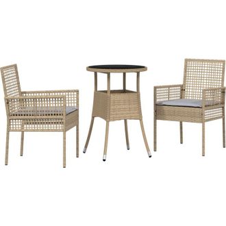 vidaXL Conjunto De Comedor De Jard&iacute;n 3 Pcs Beige Polirat&aacute;n Vidaxl