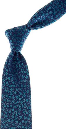 Canali Blue Floral/Stripes Reversible Silk Tie