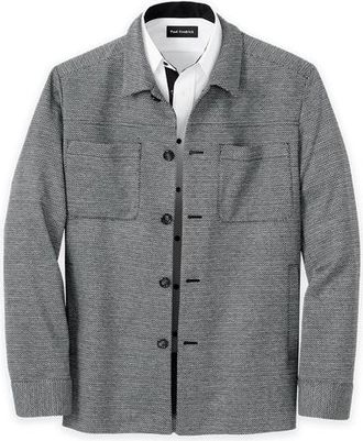 Paul Fredrick Herringbone Shirt Jacket in Black at Nordstrom, Size Xx-Large