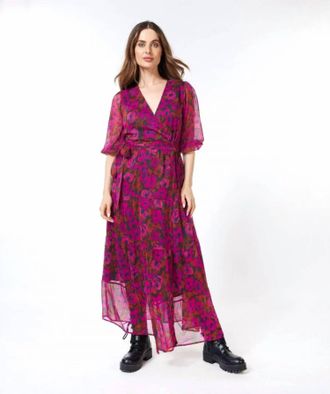 Esqualo Liva Long Wrap Midi Dress In Floral Wilding