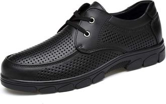 Generic Dress Shoes for Men Lace Up Apron Toe Breathable Derby Shoes Cowhide Non Slip Resistant Low Top Classic(Black,5.5 UK)