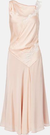 Victoria Beckham Abito midi in cr&ecirc;pe satin con pizzo
