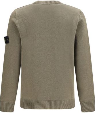 Stone Island Logo-Patch Cotton Knit Sweater - Gray