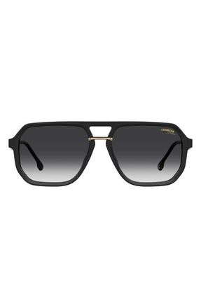 Carrera Victory 58mm Gradient Rectangular Sunglasses in Black/Dark Grey Sf at Nordstrom