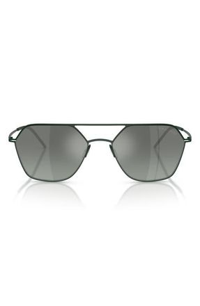 Armani 54mm Square Sunglasses in Green /Green Mirror Silver at Nordstrom
