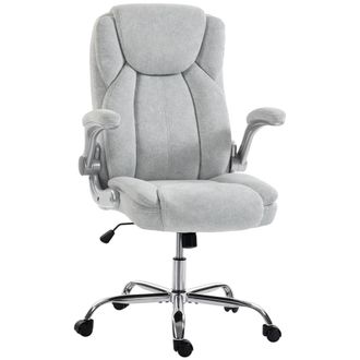 OEM Sedia Ergonomica, Schienale Alto Velluto Stampato, Braccioli Ribaltabili, Bianco Crema