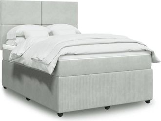 vidaXL Vidaxl - Cama Box Spring Con Colch&oacute;n Terciopelo Gris Claro 140x200 Cm
