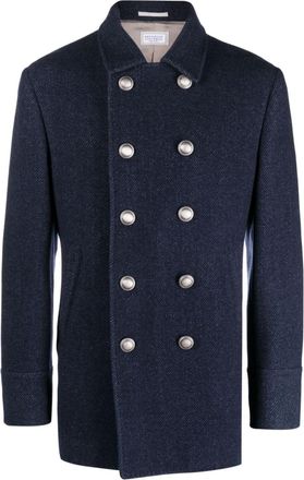 Brunello Cucinelli double-breasted virgin-wool coat - men - Virgin Wool/Cupro - 50 - Blue