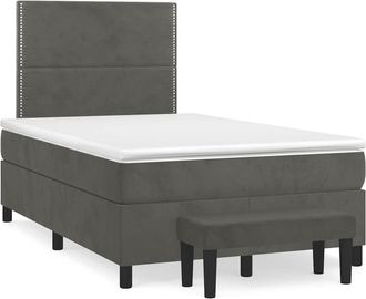 vidaXL Cama Box Spring Con Colch&oacute;n Terciopelo Gris Oscuro 120x190 Cm Vidaxl