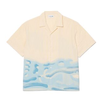 Lacoste Short Sleeve Shirts, male, Multicolor, Size: XL Relaxed Fit Striped Crocodile Shirt