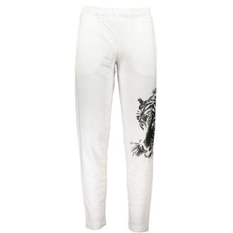 Cavalli Mens Tiger Print Relaxed Pants - White Cotton - Size X-Large