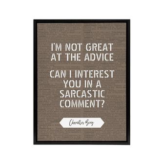 Artery8 Friends Quote Sarcastic Comment Chandler Framed Canvas Wall Art Print in Brown | Size: W24 x H32