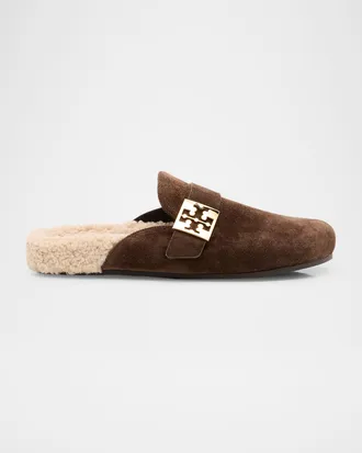 Tory Burch Mellow Suede Shearling Mules