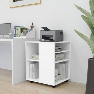 Berkfield Home Rolling Cabinet White 60x53x72 cm Engineered Wood | Size: 60 x 53 x 72 cm