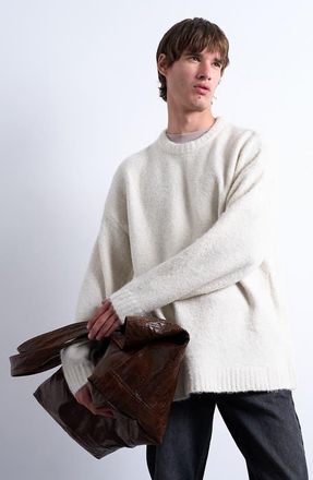 Topman Loose Fit Crewneck Sweater in Ecru at Nordstrom, Size Xx-Large