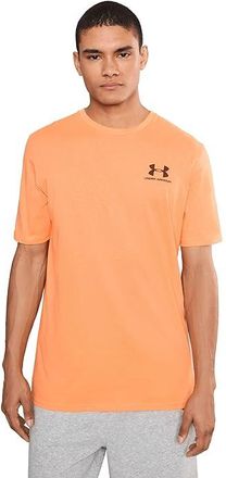 Under Armour Sportstyle Left Chest Short Sleeve Mens Clothing Orange Block/Black : MD, Cotton/Polyester