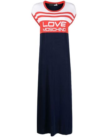 Love Moschino Maxi-jurk met logoprint - Blauw