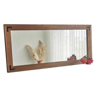 Dmora Espejo Corvara, Forma Rectangular, Tipo De Pared, Estructura Transparente, 110x50h Cm, Marr&oacute;n Nogal