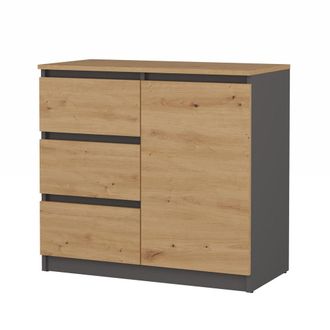 Topeshop Dunja - Aparador 1 Puerta 3 Cajones - Dimensiones 80x40x75 Cm - Almacenaje Sal&oacute;n - Estilo Moderno