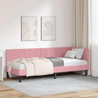 vidaXL vidaXL Cornice del letto ad angolo Rosa 80 x 200 cm Velluto