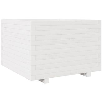 Berkfield Home Garden Planter White 70x70x49.5 cm Solid Wood Pine