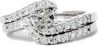 Pompeii3 1/2ct Semi Mount Engagement Curve Wedding Ring Set 14K Size Selectable