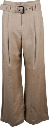 Eleventy High Waist Linen Pants - Beige