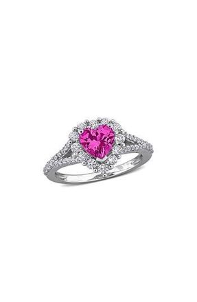 Delmar Lab Created Pink Sapphire & Lab Created White Sapphire Ring at Nordstrom Rack, Size 7