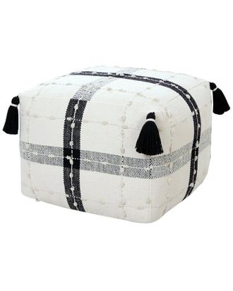 LR Home Lr Home Black And Ivory Modern Textured Plaid Pouf Ottoman
