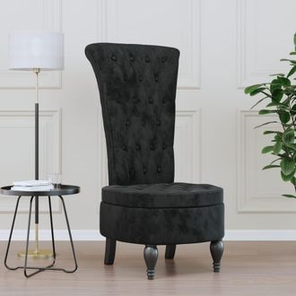 vidaXL Sill&oacute;n De Respaldo Alto Con Botones Terciopelo Negro Vidaxl