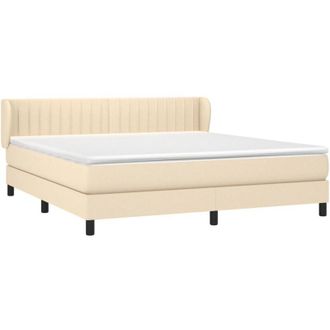 vidaXL Cama Box Spring Con Colch&oacute;n Tela Color Crema 160x200 Cm Vidaxl