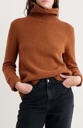 Seasalt Cornwall Braque Turtleneck Wool Blend Sweater in Knit Melange Rusted at Nordstrom, Size 10 Us