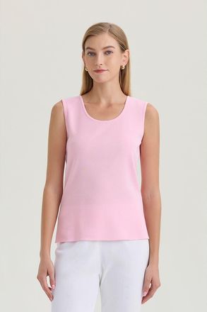 Ming Wang Mid-Length Scoop Neck Knit Tank in Perfect Pink at Nordstrom, Size 1 X