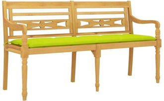 vidaXL Vidaxl - Banco Batavia Con Coj&iacute;n Verde Brillo Madera Maciza Teca 150 Cm