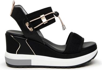 Nero Giardini Sandalen met hoge hak - Dames - Sleehakken - Zwart - 39 EU - Leer - Schoenen