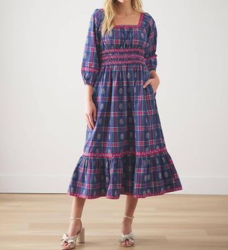 Printfresh Stroll Around Dress In Nostalgia Plaid Blue