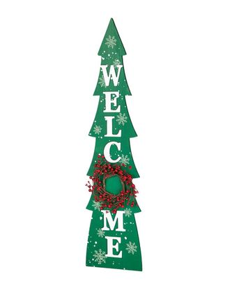 Glitzhome Wooden Welcome Christmas Tree Porch Sign