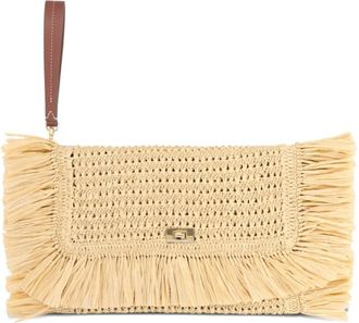 Anya Hindmarch Oversized Raffia Clutch - Dames - Clutches - Beige - ONE Size - Leer - Tassen