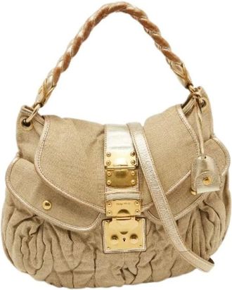 Miu Miu Pre-owned Shoulder Bags, female, Beige, Size: ONE SIZE Pre-owned Coffer Satchel